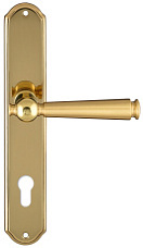 Дверная ручка Extreza "ANNET" 329 на планке PL01 полированная латунь / матовая латунь F01 под цилиндровый механизм CYL