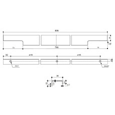 Мебельная ручка накладная L.896мм HPP.03.0896.CL-BA