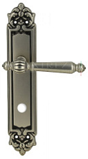 Дверная ручка Extreza "DANIEL" (Даниел) 308 на планке PL02 WC старинное серебро мат. + черный F64