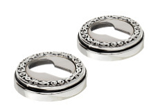 Накладка дверная под цилиндр Extreza CYL-R06 натуральное серебро + черный F24