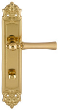Дверная ручка на планке Extreza "DEZI" 309 PL02-WC-96-F07-F01 матовая латунь глянец / латунь / планка латунь